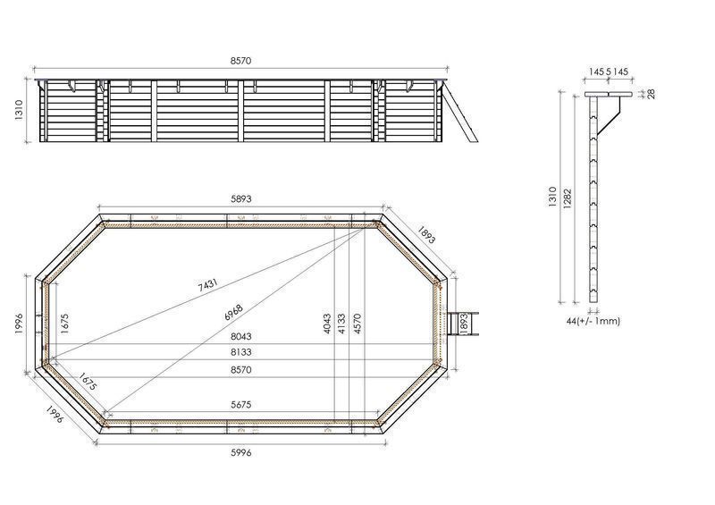 Basen ogrodowy drewniany 8,5m x 4,57m x H.1,31m BAS46OSP