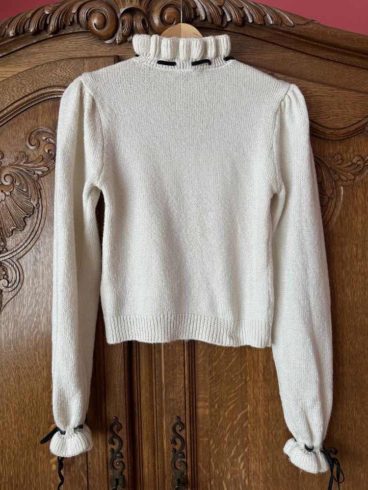 Sweter Zara S/36 kremowy ze stójką