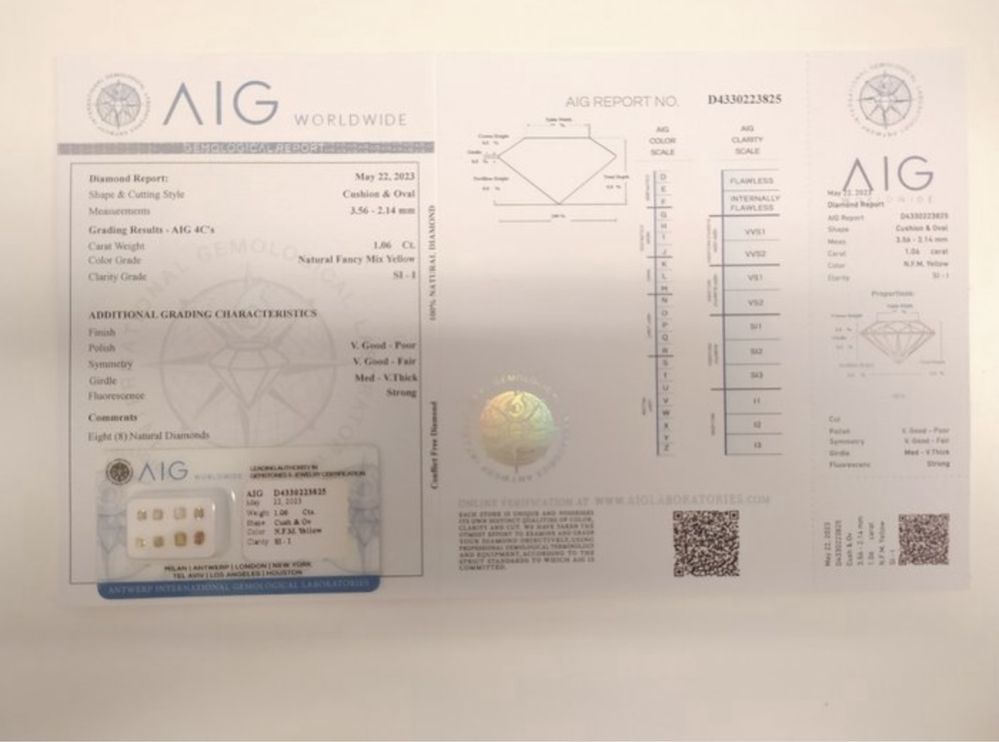 8 pcs Diamantes - 1.06 ct - Almofada, Oval - SI - I AIG (IT)