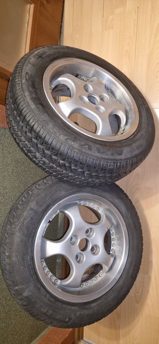 Felgi aluminiowe 15' 4x114,3 + Dobre opony zimowe 6-7 mm,pierścienie 6