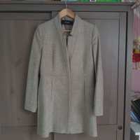 Wełniany beżowy piaskowy jasno brązowy płaszcz płaszczyk Zara M 38