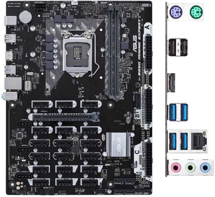 Материнська плата Asus b250 mining expert , 8gb ddr4 , intel i3 7100