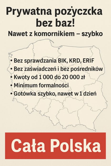 Prywatna pożyczka– bez baz- cała Polska