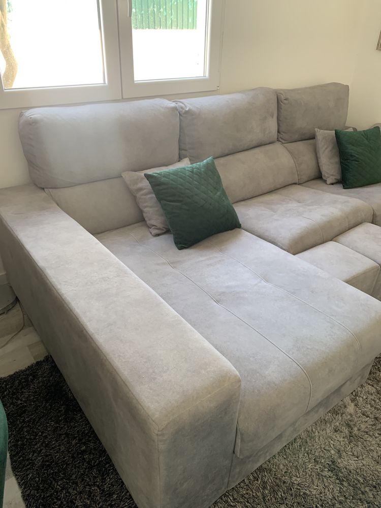 Sofa chez long 3 lugares cinzento