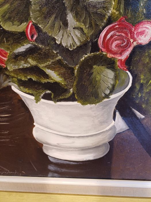 Obraz na płótnie sygnowany kwiaty