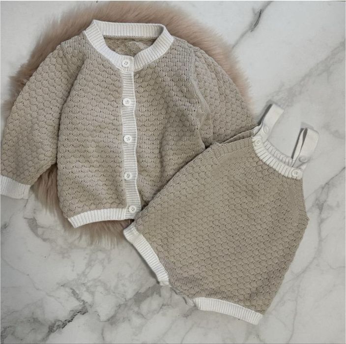 Костюм комплект на девочку вязаный боди и кардиган на пуговицах shein