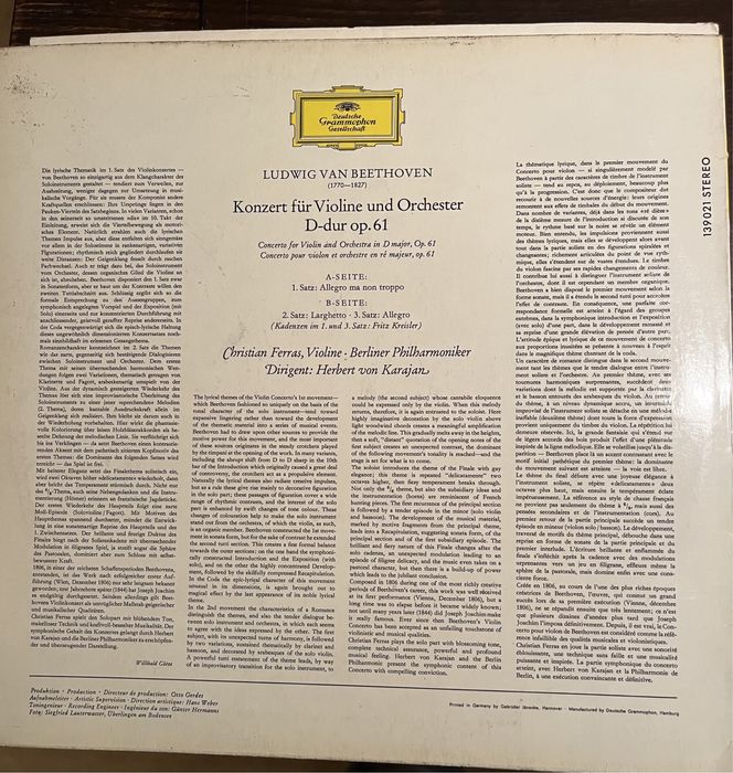 Disco vinil : Beethoven violinkonzert