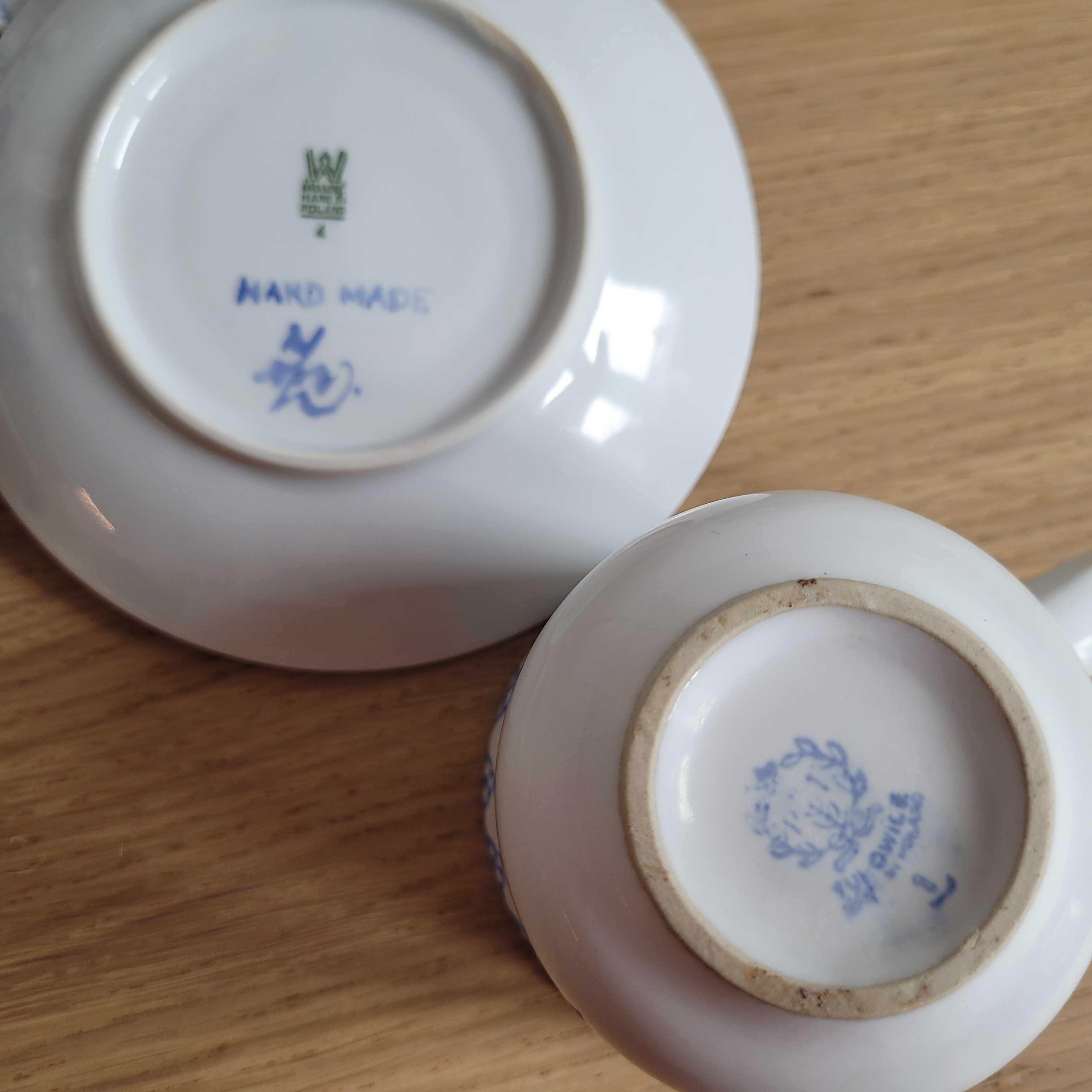 Filiżanki ze spodeczkami Porcelana ręcznie malowana Wałbrzych VINTAGE