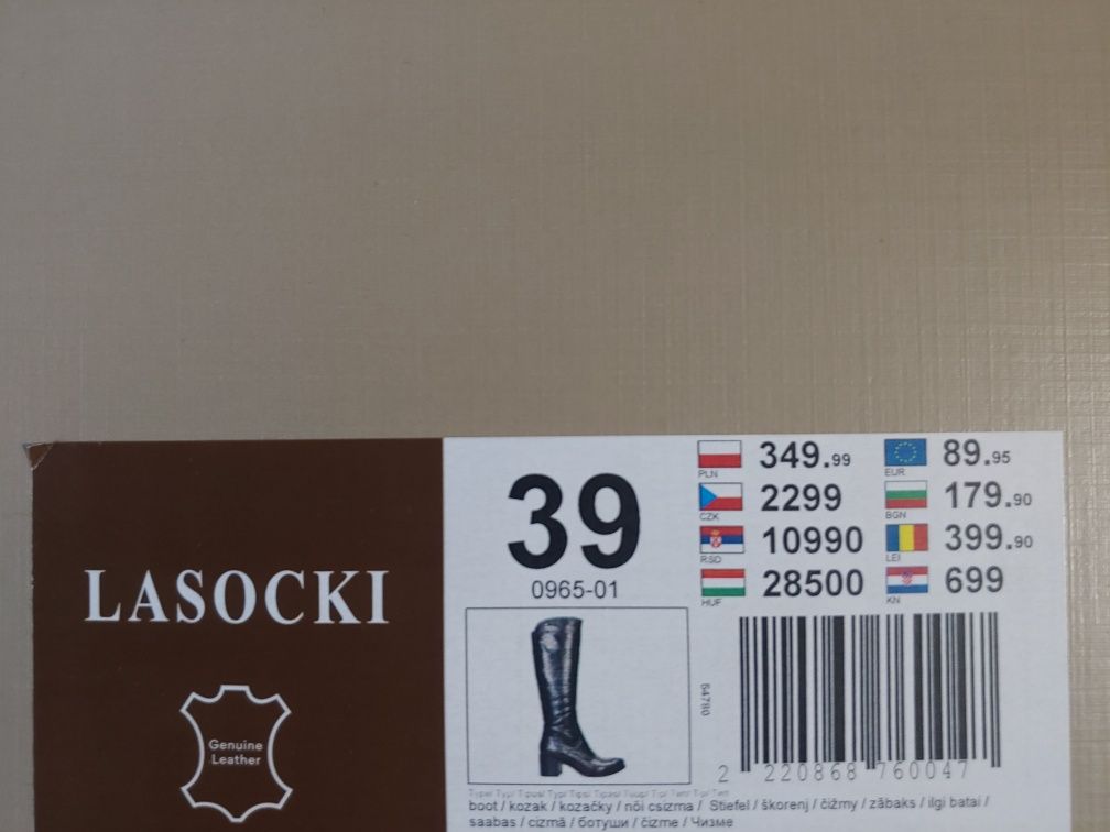 Kozaki skórzane Lasocki rozmiar 39