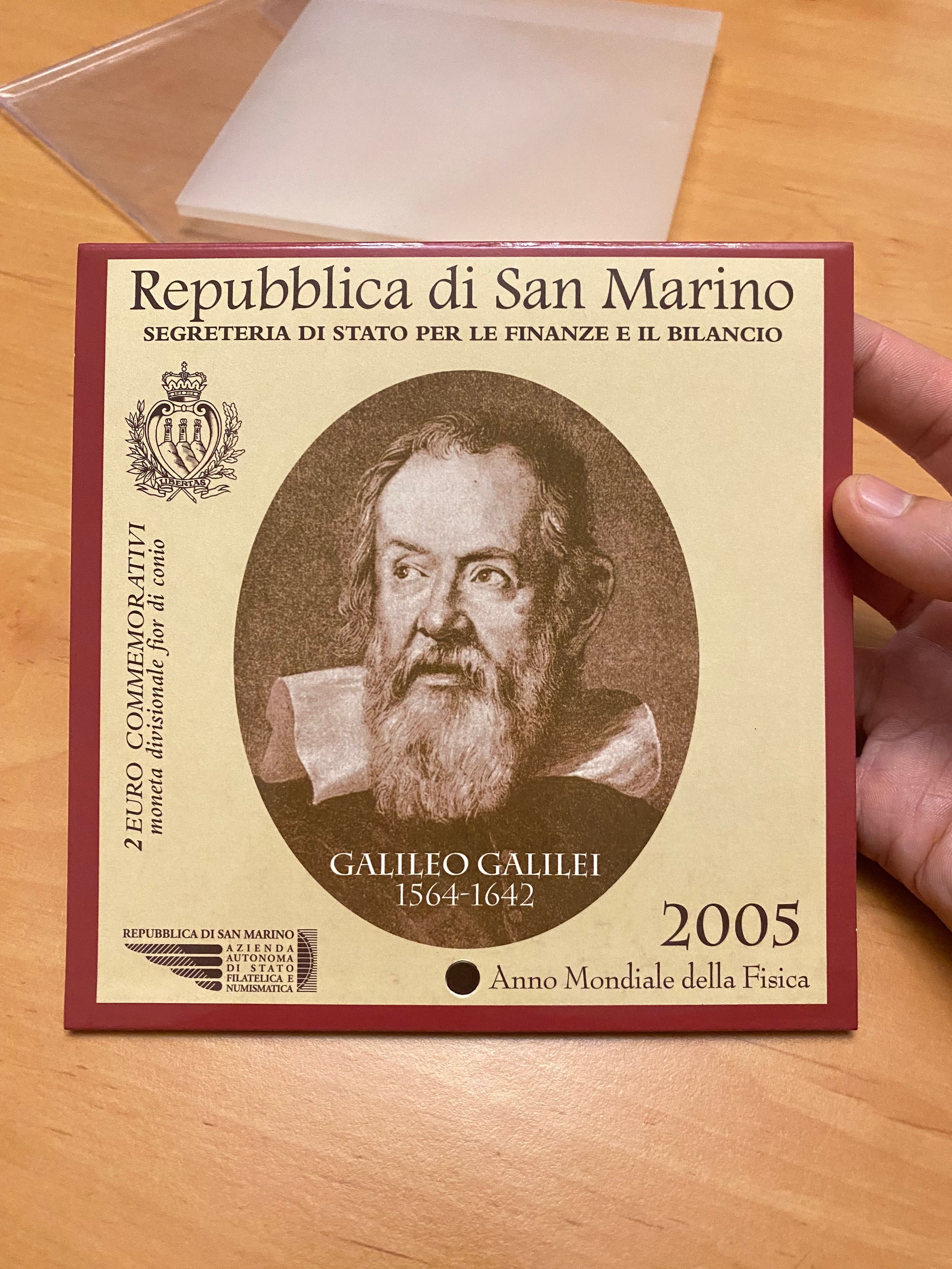 Moeda 2€ comemorativa San Marino 2005 Galileo Galilei
