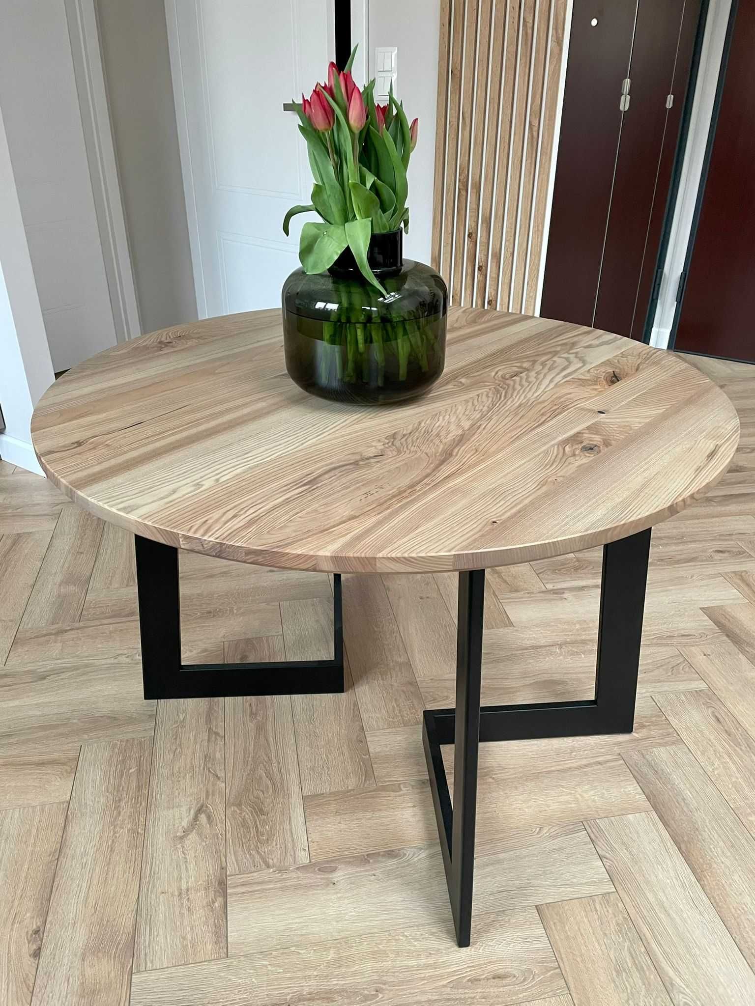Okrągły stół drewniany-rozkładany-metal nogi- drewniany stół-producent