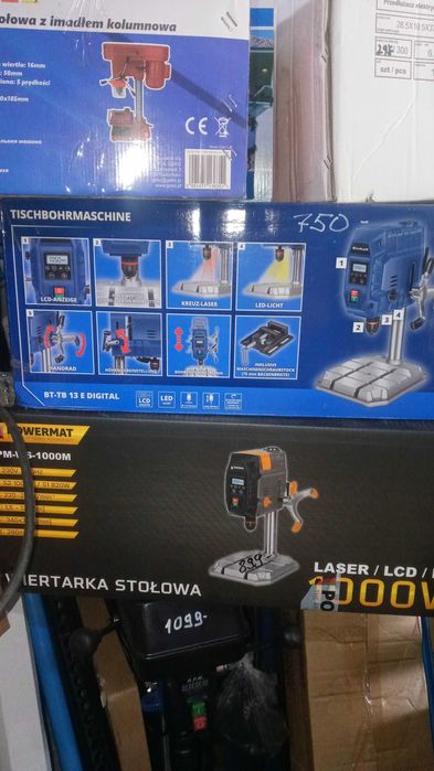 Wiertarka Stołowa skok 80mm Einhell,Laser,imadło od SerwisGarden