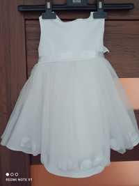 Biała sukieneczka idealna na chrzest 6-12 miesiecy, 68 74