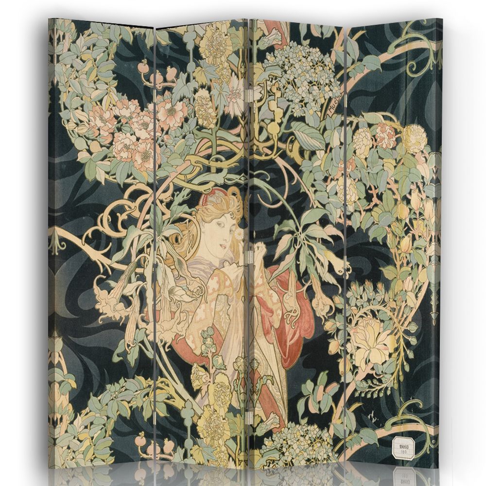 Parawan Femme À La Marguerite - Alphonse Mucha - Wewnętrzny dekoracyjn