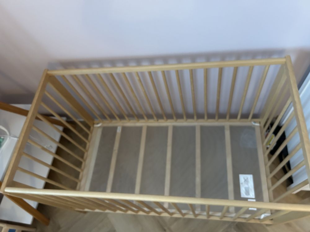 Łóżeczko Gulliver drewniane + materac Ikea z ochraniaczem