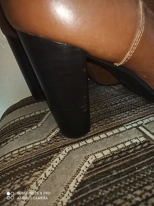 Kozaczki kozaki botki na obcacie skóra naturalna karmel Next rozmiar 4