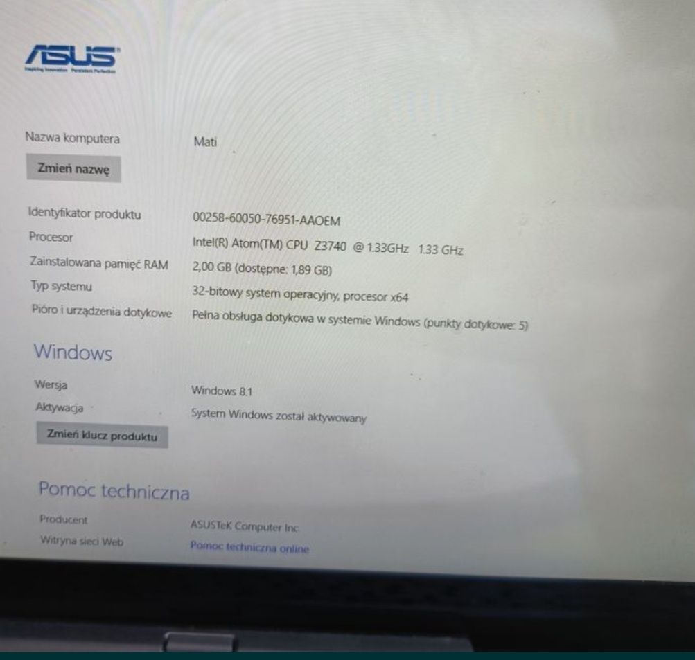 Dotykowy Asus Transformer Book Laptop Tablet Komputer