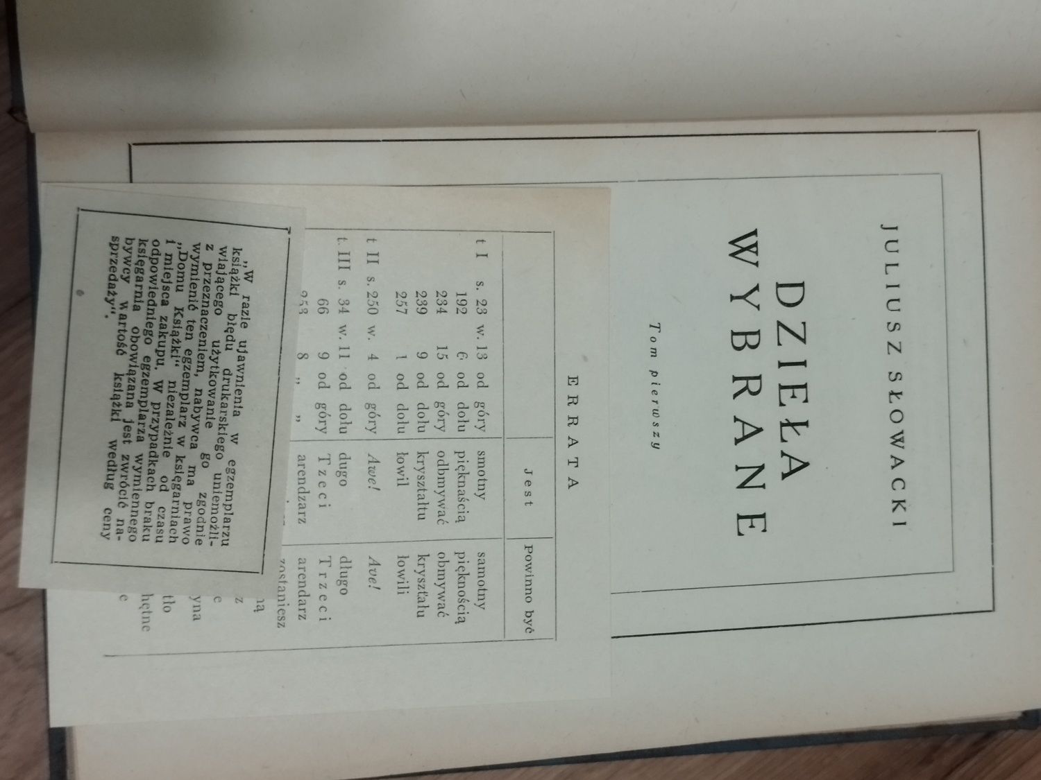 Dzieła wybrane Juliusza Słowackiego  z 1954 roku