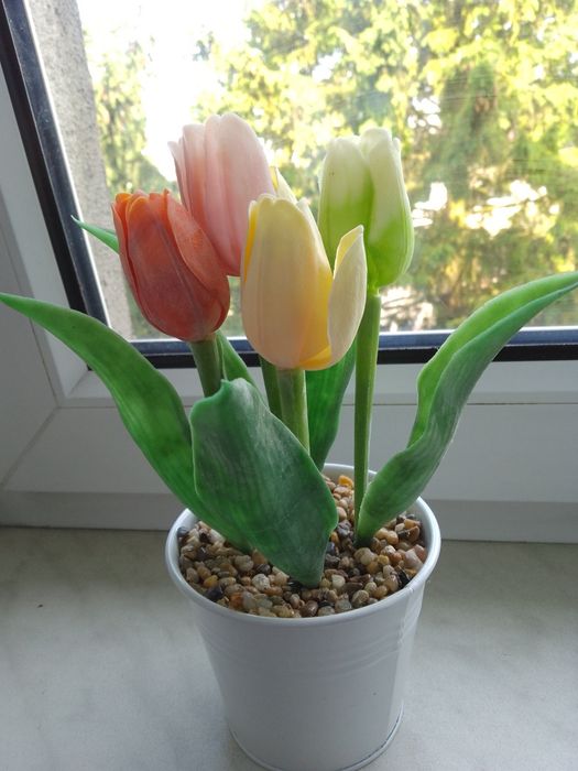 Kwiaty tulipany dekoracja w doniczce