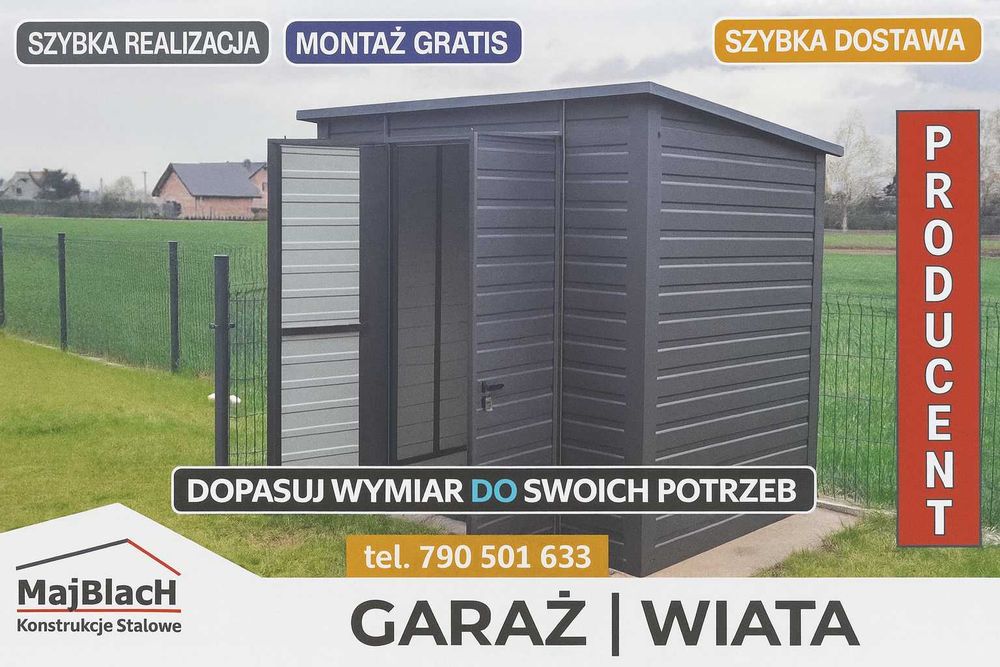 SZYBKI MONTAŻ  – Schowek Ogrodowy –Altanka –Wiatka –GRAFIT – Maj-Blach