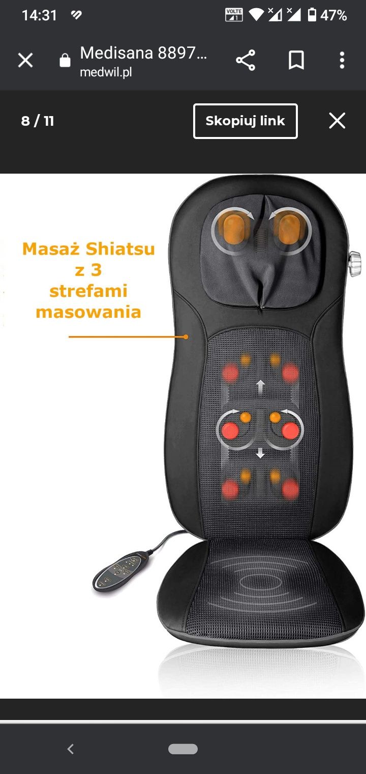 Mata  masującą shiatsu medisana pro