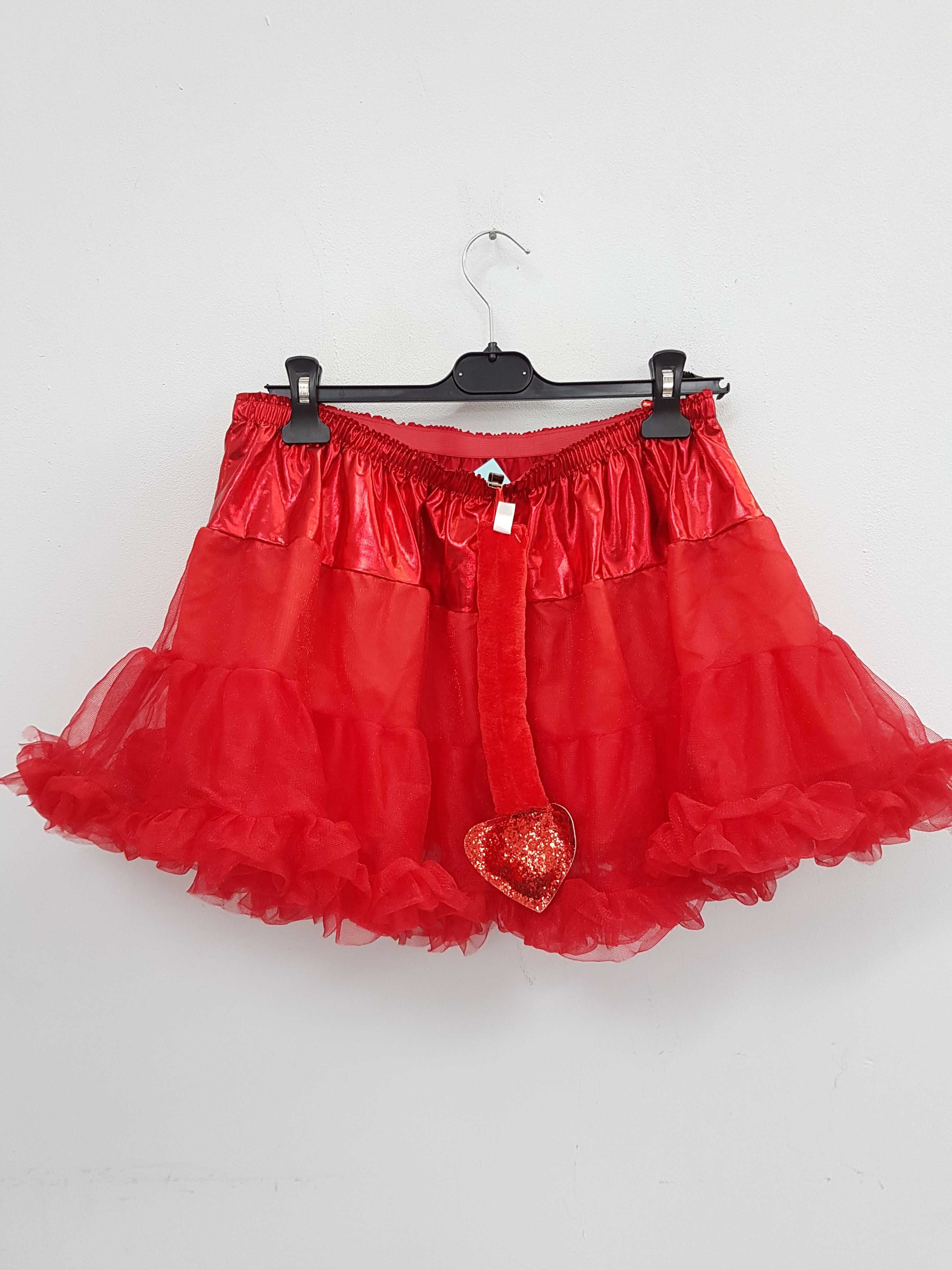 Czerwona spódnica tiulowa z ogonem i rogami, diablica A2420