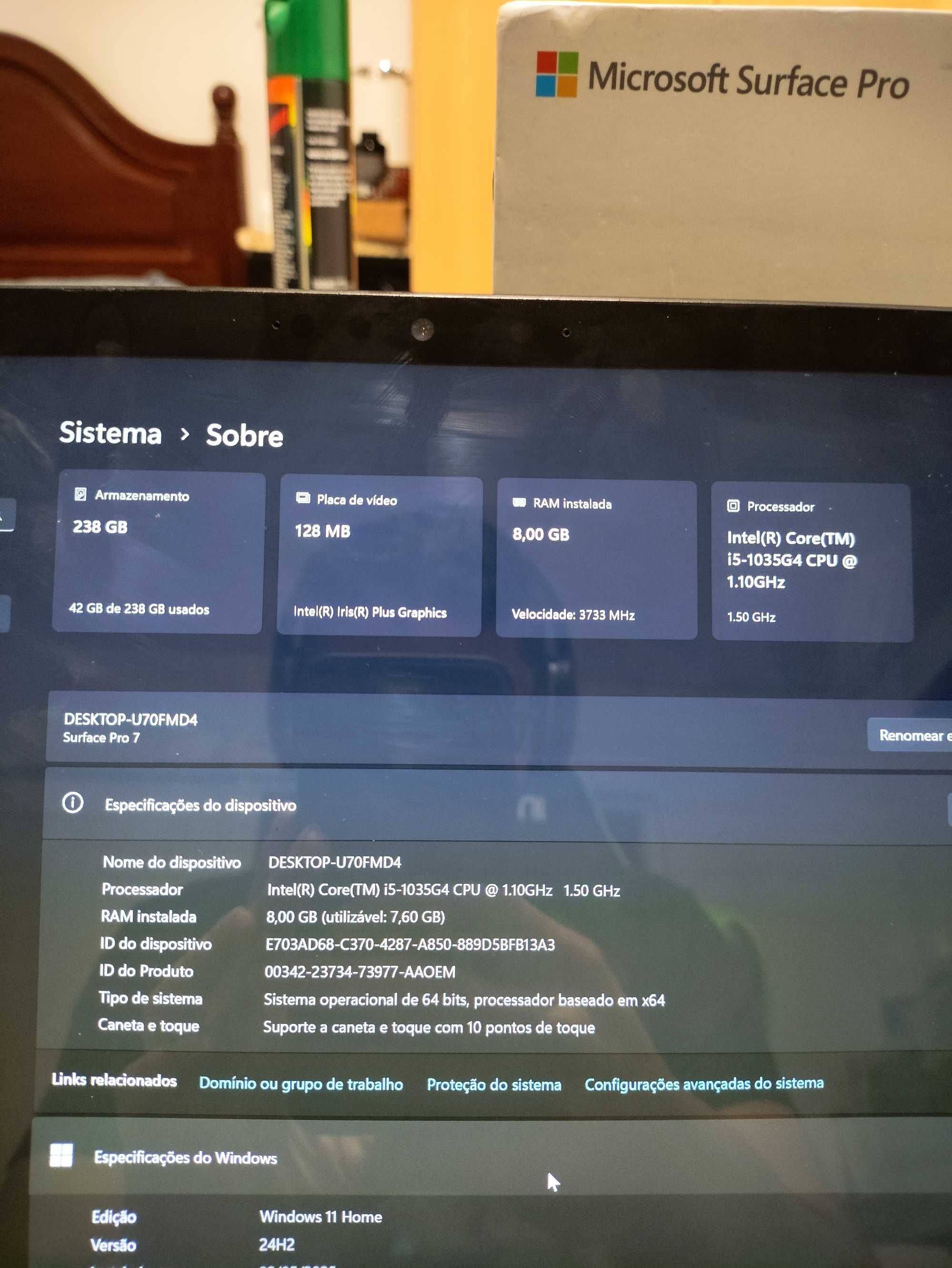 Notebook 2 em 1 Surface Pro 7 – i5, 8GB, SSD 256GB + Acessórios