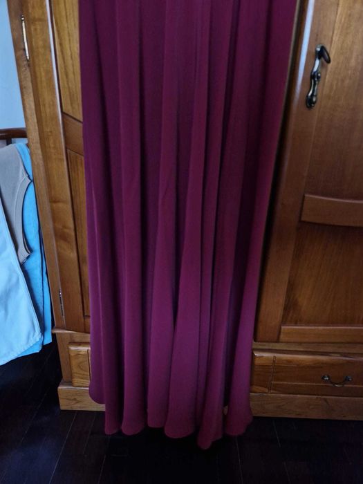 vestido de cerimónia Comprido Vermelho Bordô