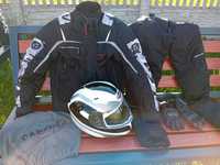 Ubranie + kask i rękawice na motocykl.