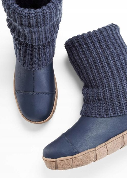 B.P.C kozaki ze skóry naturalnej ze skarpetową cholewką granatowe 41.