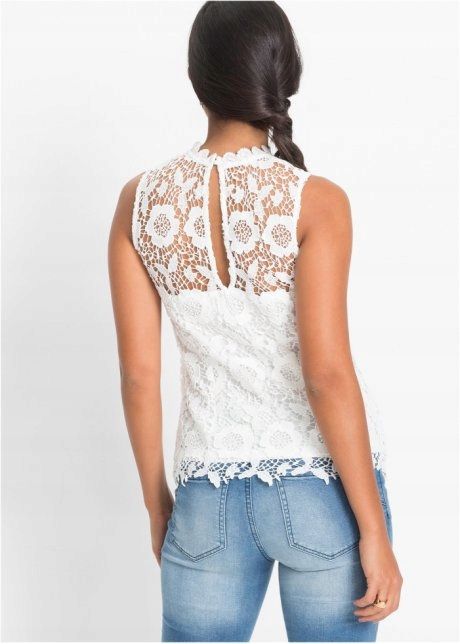 B.P.C top śmietankowy koronkowy ^32/34