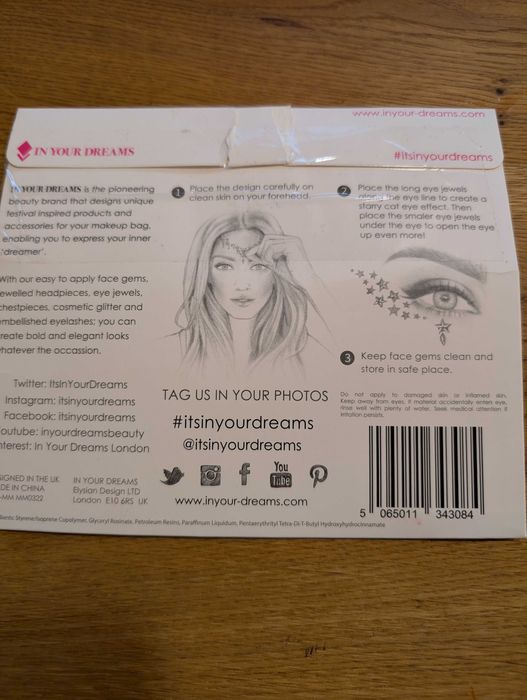 Naklejki na twarz, metaliczne, tęczowe - In Your Dreams, SYLWESTER