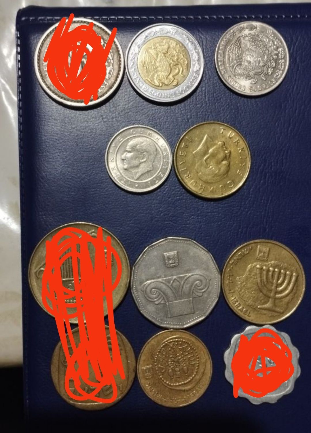 Продам монеты Мексики, Турции и Израиля