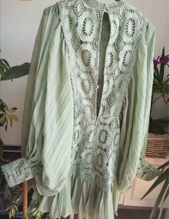 Zielona koronkowa sukienka mini pasek xxl 44 xl 42 asos luxe