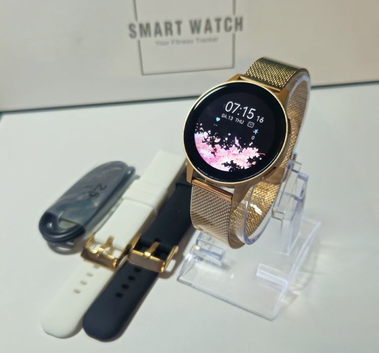 Stylowy Smartwatch - Zegarek Damski Złoty + dodatki