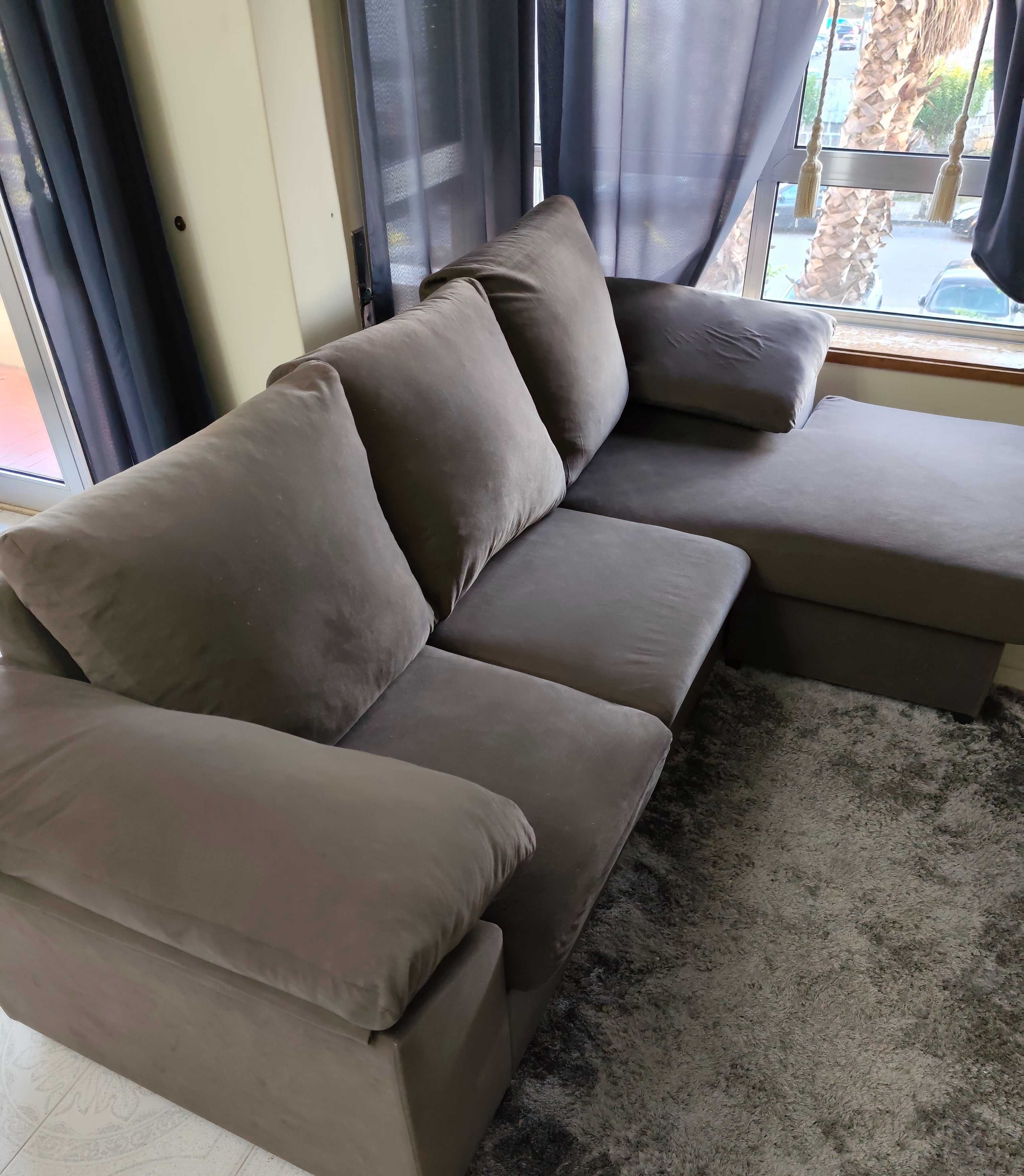 Sofá Chaiselongue Reversível Cinza