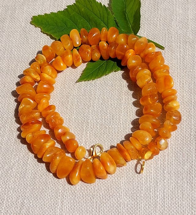 Елегантне матове медове бурштинове кольє, ожерелье из медового янтаря