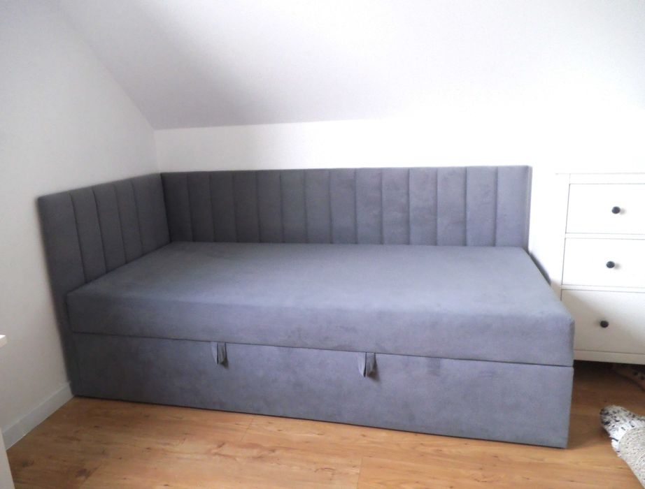 Łóżko 90 x 200 cm - Tapczan narożny tapicerowany KLAUS