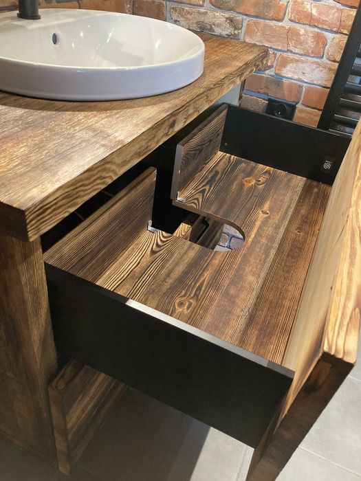 Szafka łazienkowa z lustrem stare postarzane drewno industrialne