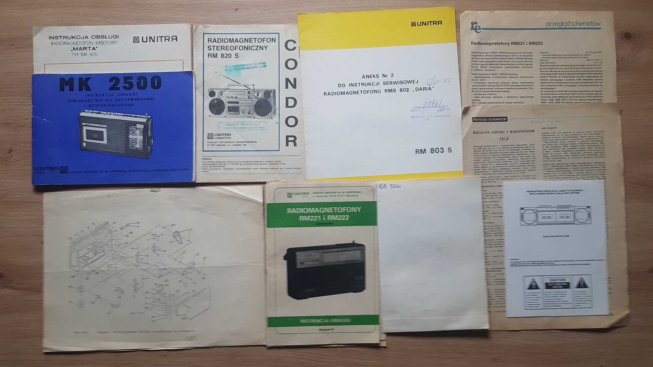 radiomagnetofon kasetowy Unitra /Eltra MK 2500A-DSU instr serw