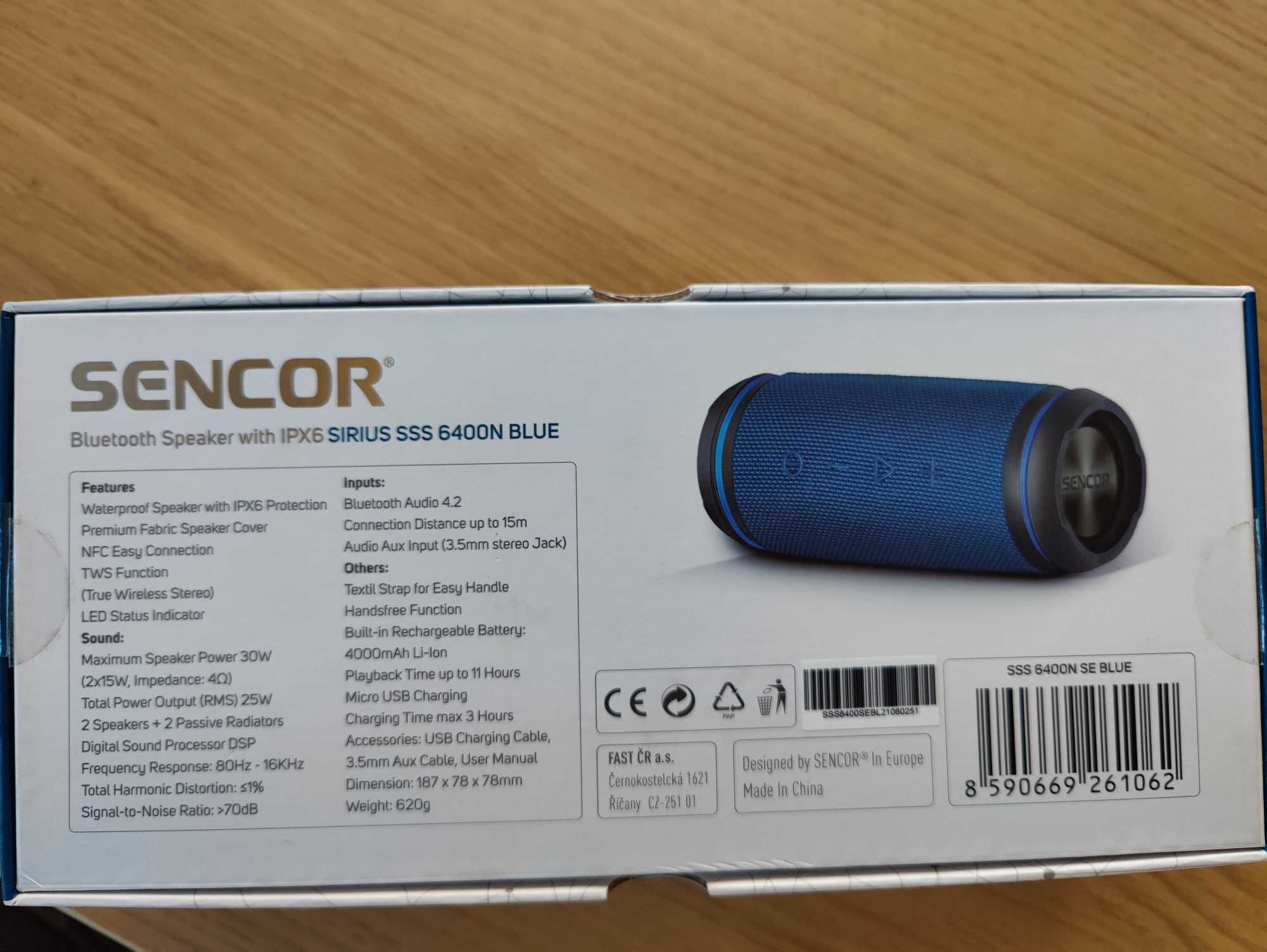 głośnik bluetooth z odpornością IPX6 Sencor Sirius Sss 6400N