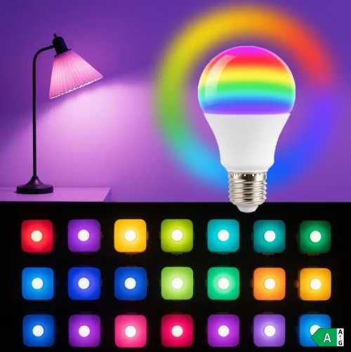 Żarówka LED RGB 10W E27 + Pilot | 16 kolorów, ściemnialna, zestaw