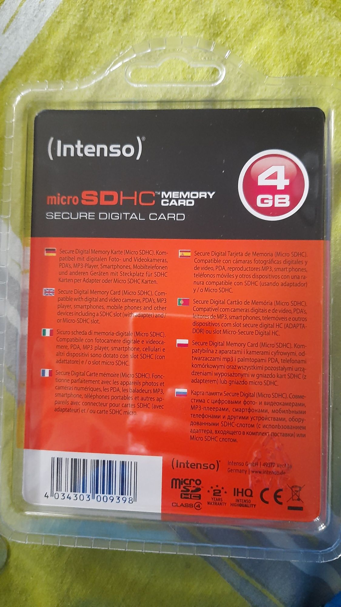 Карта памяти Intenso micro SD HC 4 GB
