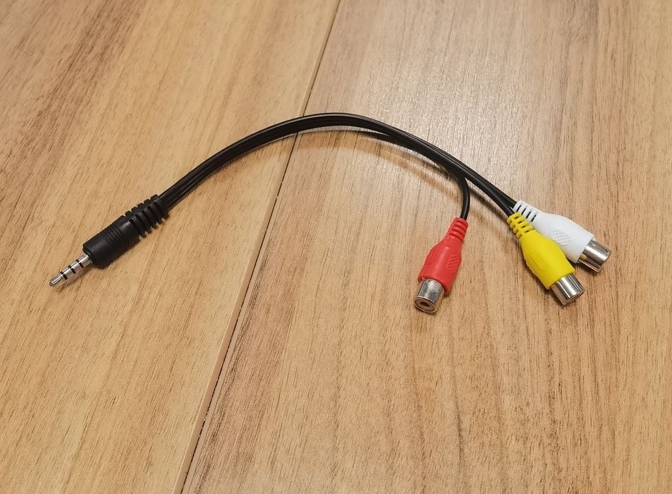 Cabo adaptador aux jack 3.5mm para 3 RCA fêmea audio e video