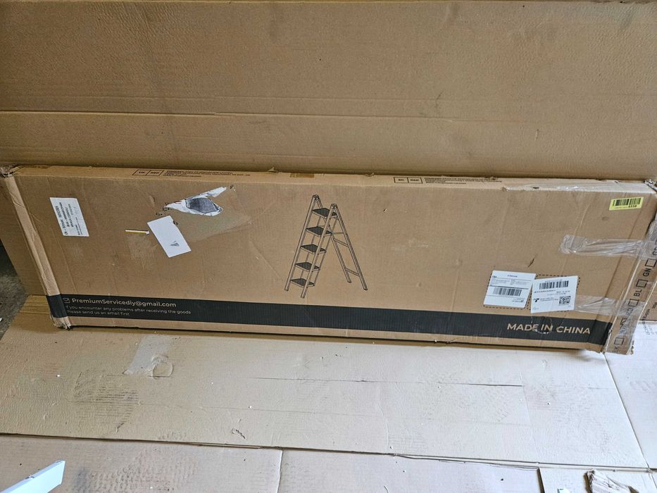 Drabina 5-stopniowa rozkładana metalowa 140cm biała