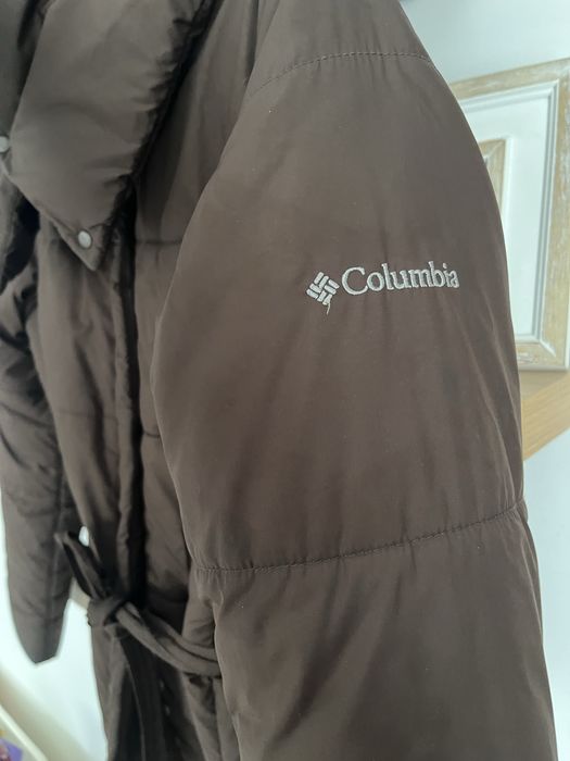Жіночий короткий пуховик Columbia зимовий з поясом