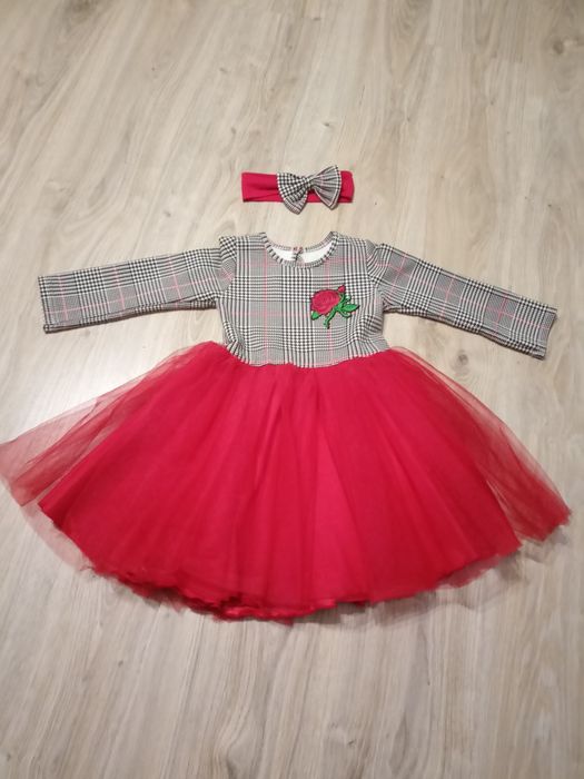 Elegancka tiulowa sukienka na urodziny, ślub - rozmiar 92-98