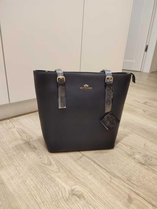 Skórzana torebka Wittchen granatowa 30x33x39 cm