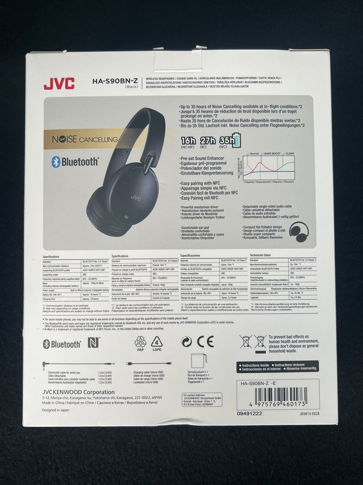 Купити Навушники бездротові jvc ha-s90bn-z
