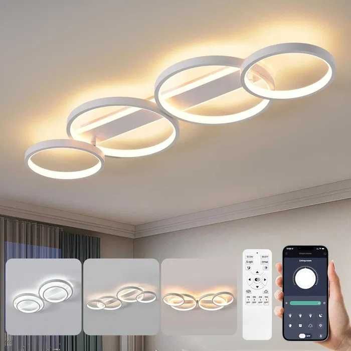 Mycul Lampa Sufitowa Led Smart z pilotem i aplikacja. Biała/Czarna.